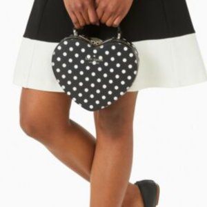 Kate Spade NWT Heart Crossbody Dot Polka Dots Black Love Shack